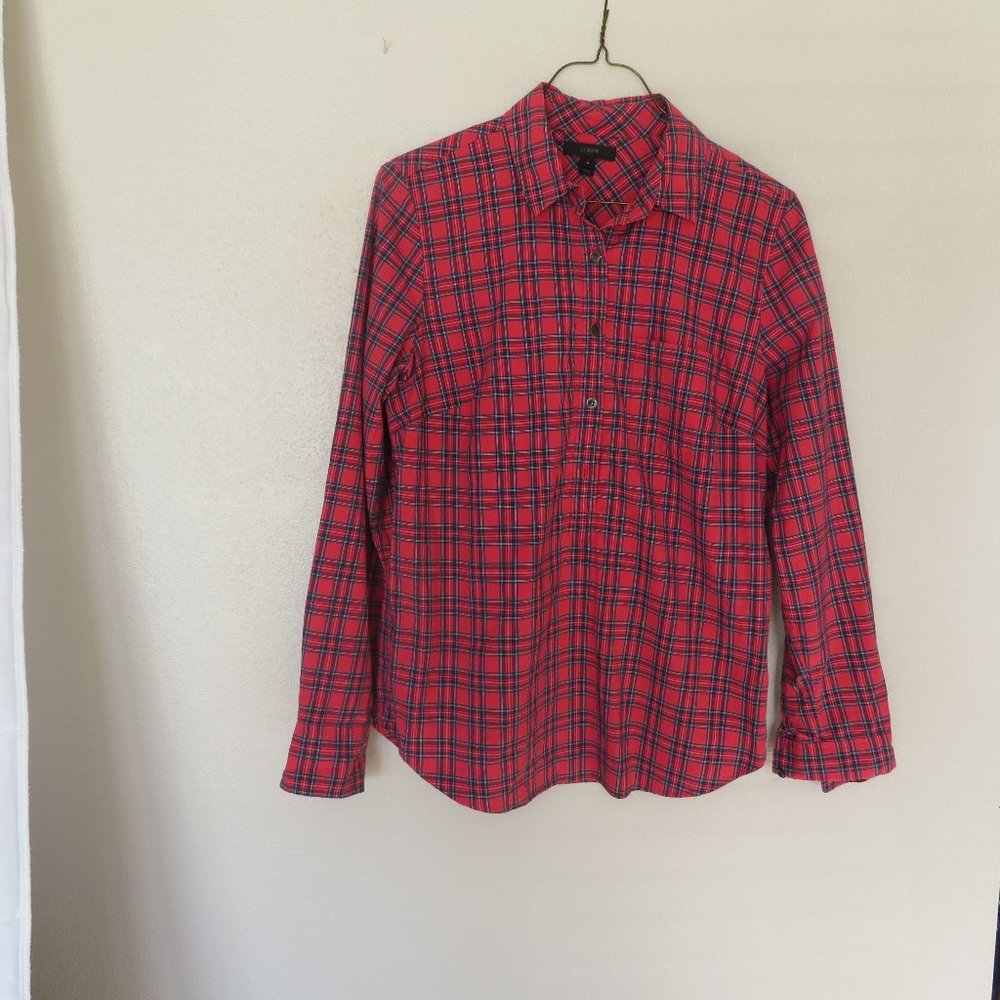 Women's‎ J Crew Red Plaid Long Sleeve Shirt Size 4
